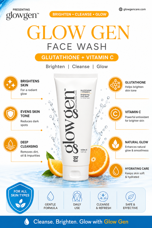 Glow Gen Glutathione Vitamin C Face Wash – Brightening & Deep Cleansing Face Wash (100ml)